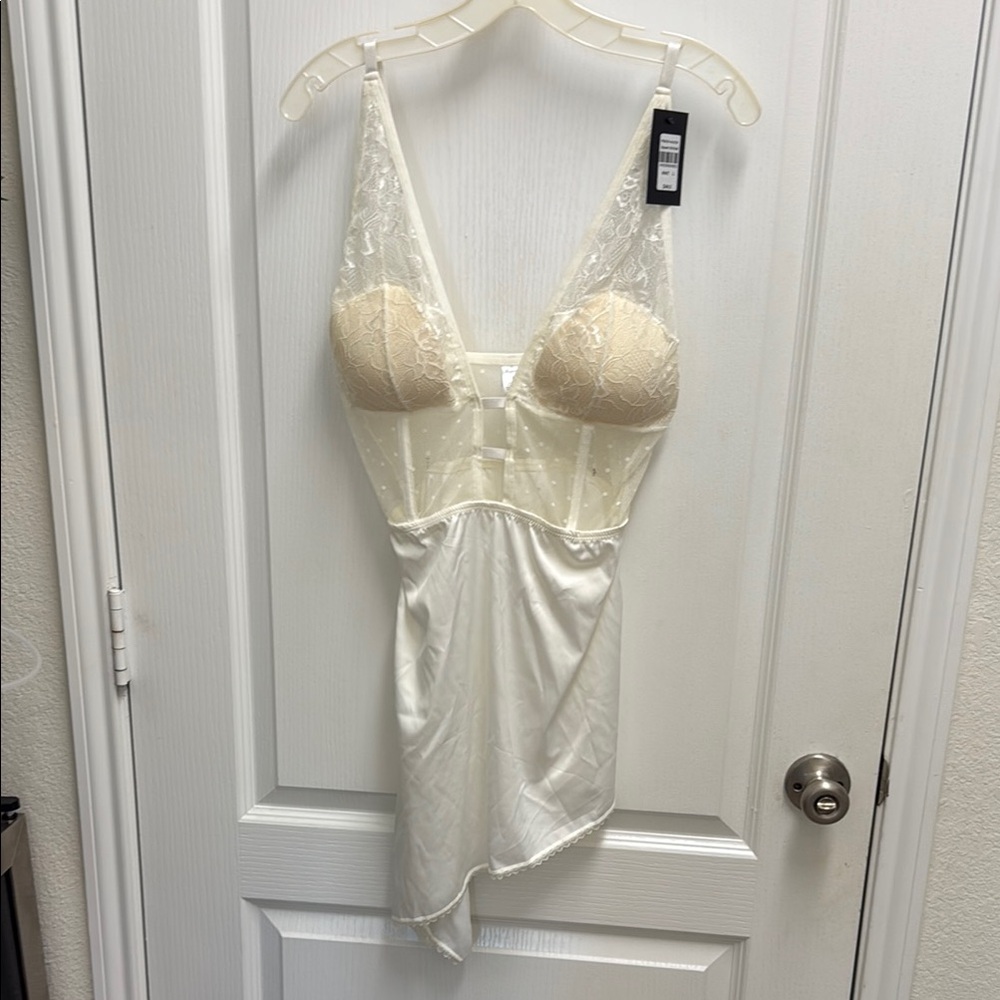 Elegant Cream Lace Slip Dress